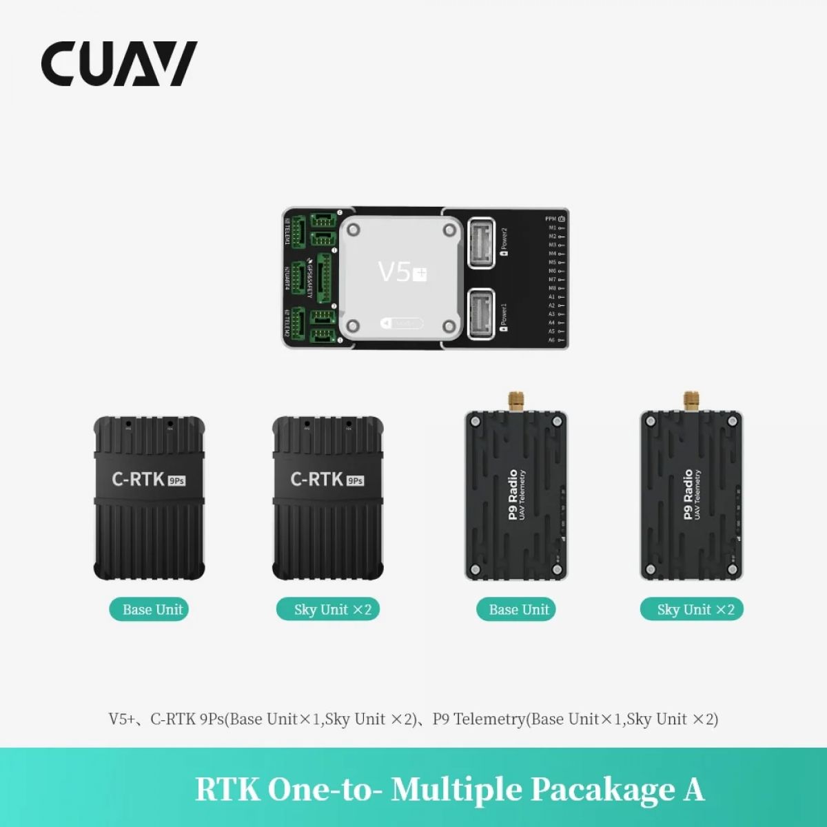 CUAV V5+ комплект с RTK 9Ps GPS, P9 радиотелеметрией и GNSS для одиночных и групп дронов CUAV V5+ комплект с RTK 9Ps GPS, P9 радиотелеметрией и GNSS для одиночных и групп дронов