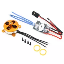 Бесколлекторный мотор A2204 1400KV с ESC 10A для дрона и самолёта 2–3S RC