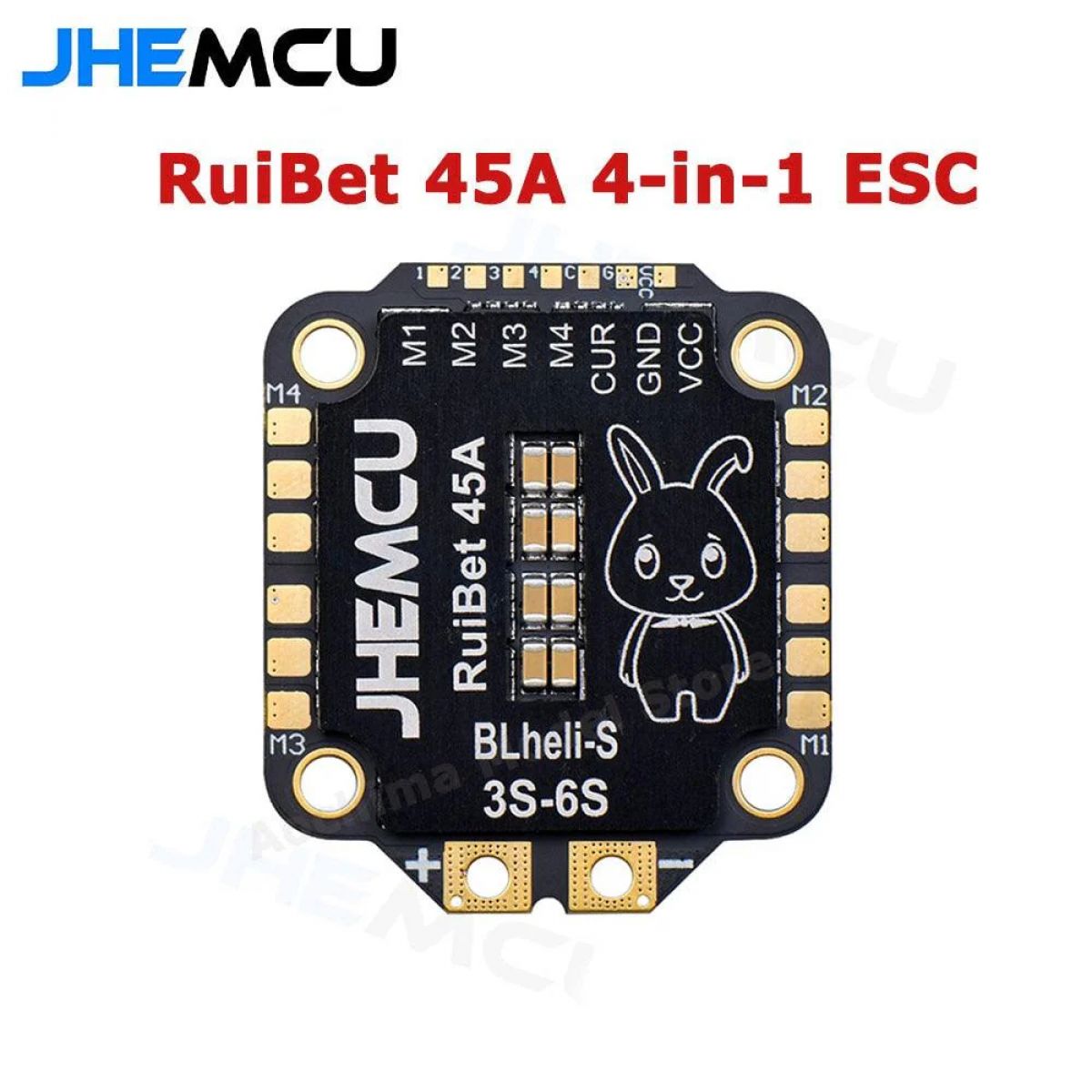 FPV стек JHEMCU RuiBet 45A/55A BLHELI_S Dshot600 3-6S 4в1 ESC 30x30мм для самосборки FPV стек JHEMCU RuiBet 45A/55A BLHELI_S Dshot600 3-6S 4в1 ESC 30x30мм для самосборки