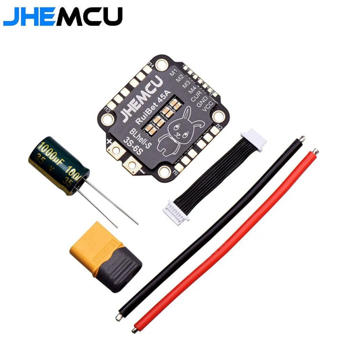 FPV стек JHEMCU RuiBet 45A/55A BLHELI_S Dshot600 3-6S 4в1 ESC 30x30мм для самосборки FPV стек JHEMCU RuiBet 45A/55A BLHELI_S Dshot600 3-6S 4в1 ESC 30x30мм для самосборки