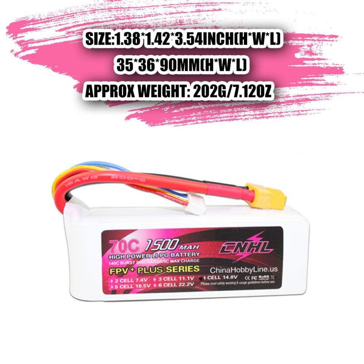 CNHL RC LiPo аккумулятор 2S 4S 5S 6S 7.4–22.2В 1100–1800мАч 70C–120C XT60/Deans для FPV дронов CNHL RC LiPo аккумулятор 2S 4S 5S 6S 7.4–22.2В 1100–1800мАч 70C–120C XT60/Deans для FPV дронов