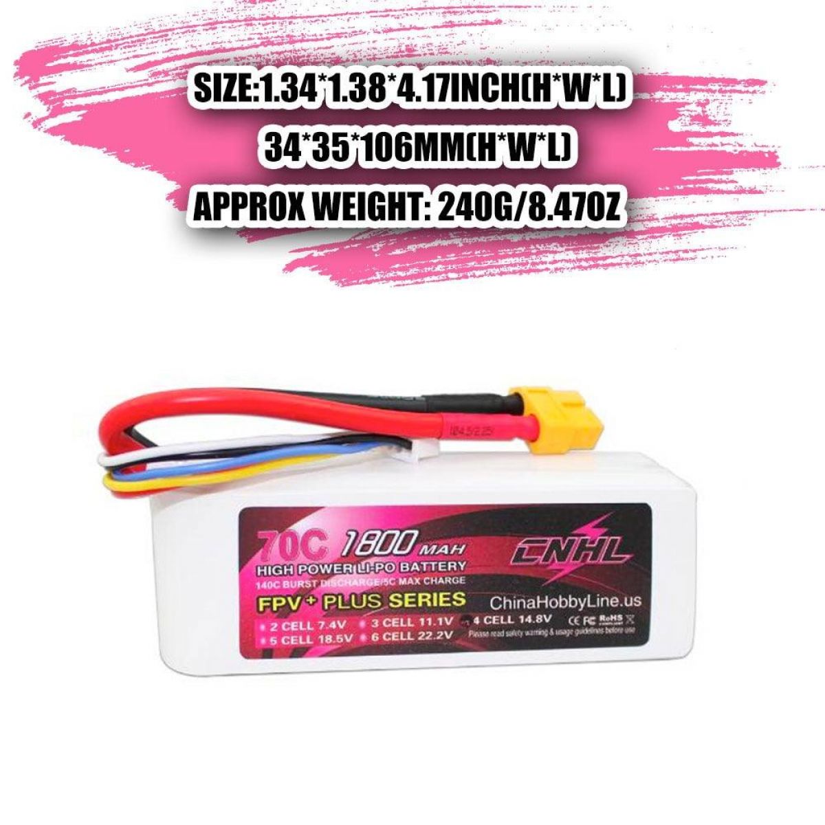 CNHL RC LiPo аккумулятор 2S 4S 5S 6S 7.4–22.2В 1100–1800мАч 70C–120C XT60/Deans для FPV дронов CNHL RC LiPo аккумулятор 2S 4S 5S 6S 7.4–22.2В 1100–1800мАч 70C–120C XT60/Deans для FPV дронов