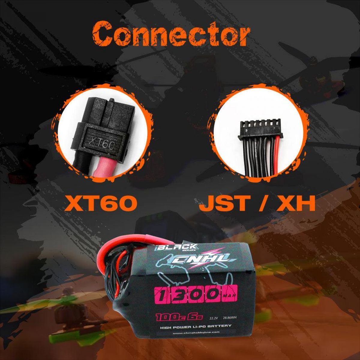 CNHL RC LiPo аккумулятор 2S 4S 5S 6S 7.4–22.2В 1100–1800мАч 70C–120C XT60/Deans для FPV дронов CNHL RC LiPo аккумулятор 2S 4S 5S 6S 7.4–22.2В 1100–1800мАч 70C–120C XT60/Deans для FPV дронов