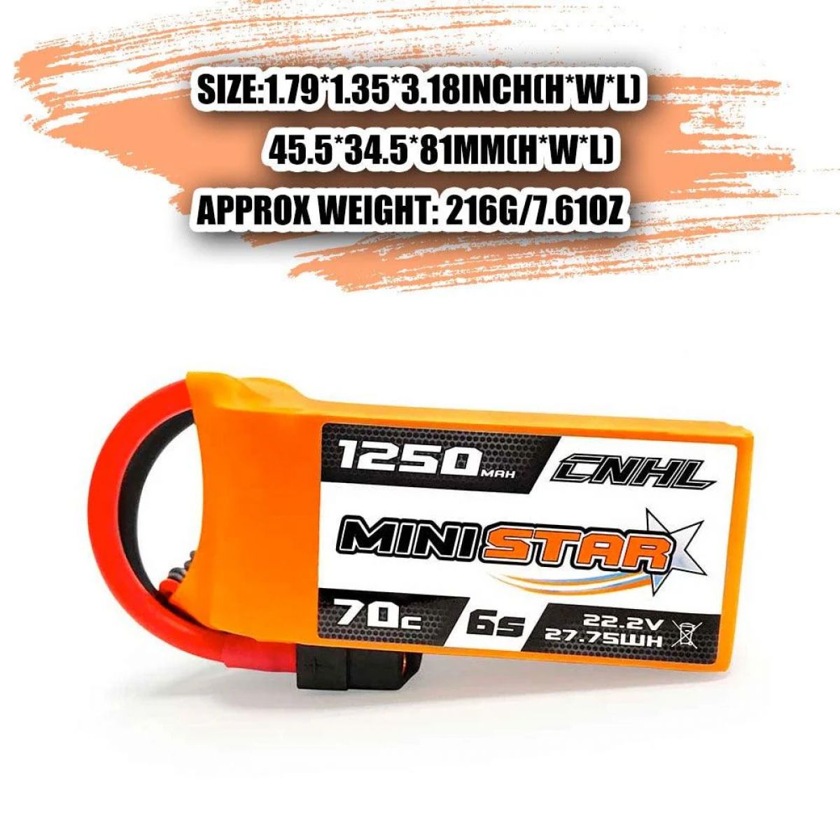 CNHL RC LiPo аккумулятор 2S 4S 5S 6S 7.4–22.2В 1100–1800мАч 70C–120C XT60/Deans для FPV дронов CNHL RC LiPo аккумулятор 2S 4S 5S 6S 7.4–22.2В 1100–1800мАч 70C–120C XT60/Deans для FPV дронов