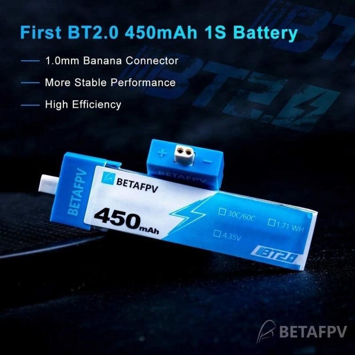 8 шт. аккумуляторов BETAFPV BT2.0 300/450mAh 1S 4.35V 30C для FPV-дрона, коннектор BT2.0 8 шт. аккумуляторов BETAFPV BT2.0 300/450mAh 1S 4.35V 30C для FPV-дрона, коннектор BT2.0