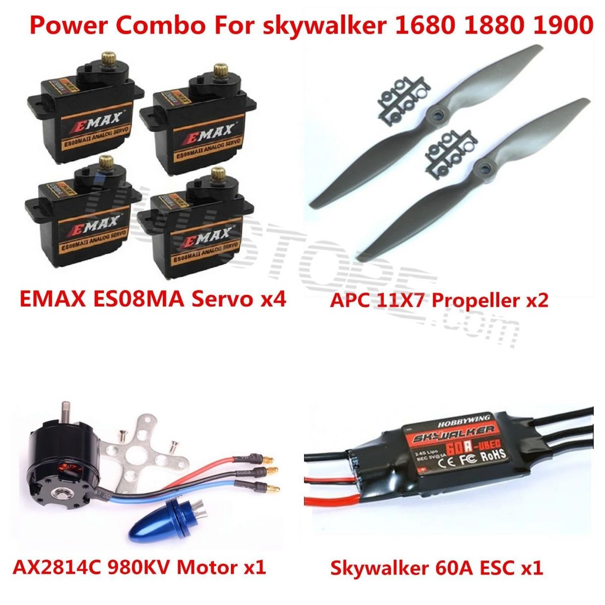 Комплект Power Combo для Skywalker 1680 1880 1900 EPO: мотор, ESC, пропеллеры, серво Комплект Power Combo для Skywalker 1680 1880 1900 EPO: мотор, ESC, пропеллеры, серво