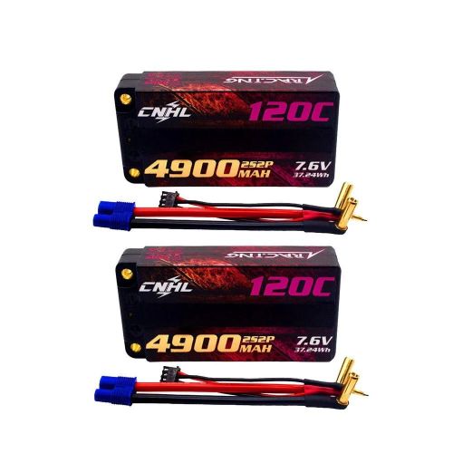 2 шт. CNHL 2S 7.6V LiPo аккумулятор 4000/4900/5200mAh 120C HV Shorty Hard Case EC3 для FPV, RC модели