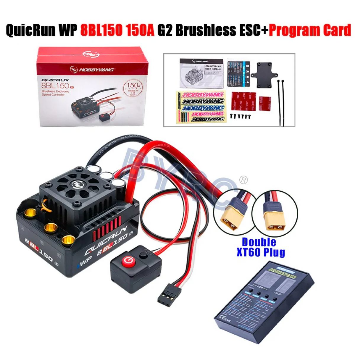 Влагозащищённый ESC HobbyWing QuicRun 8BL150 G2 150A 3-6S для монстров 1/8 и траков Влагозащищённый ESC HobbyWing QuicRun 8BL150 G2 150A 3-6S для монстров 1/8 и траков