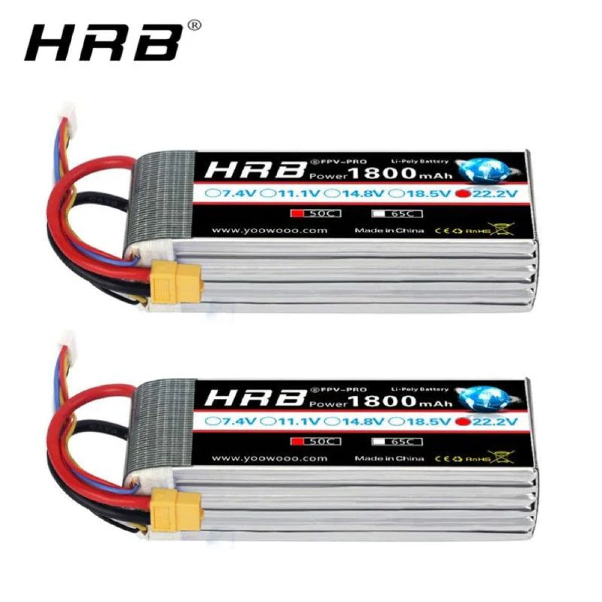 2 шт. HRB Lipo аккумулятор 4S/6S 14.8В/22.2В 1300–2200mAh 90C/100C XT60 для FPV квадрокоптеров 2 шт. HRB Lipo аккумулятор 4S/6S 14.8В/22.2В 1300–2200mAh 90C/100C XT60 для FPV квадрокоптеров