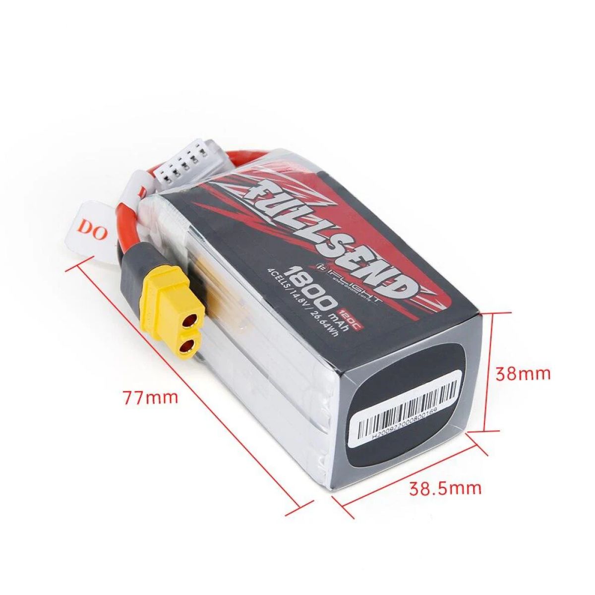 iFlight FULLSEND 4S 1800мАч 120C 14.8В LiPo аккумулятор с разъёмом XT60 для FPV дрона iFlight FULLSEND 4S 1800мАч 120C 14.8В LiPo аккумулятор с разъёмом XT60 для FPV дрона