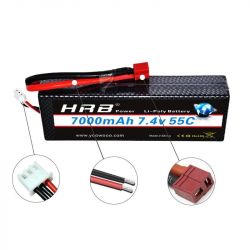 HRB 2S2P 7.4V 7000mAh 55C LiPo аккумулятор T Deans XT60 EC5 XT90 для RC авто, FPV, дрон, вертолёт